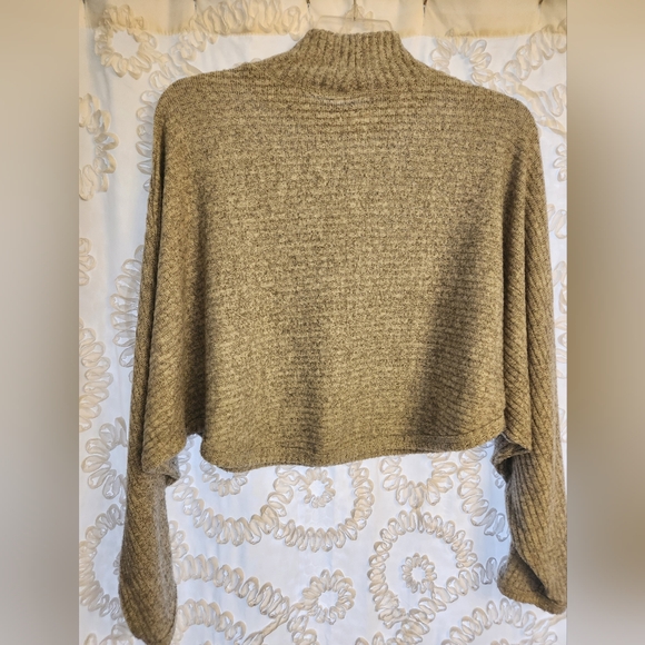 Anthropologie Pilcro Womens Heather Grey Ribbed Crop Mock Neck Sweater Large L - Picture 3 of 5
